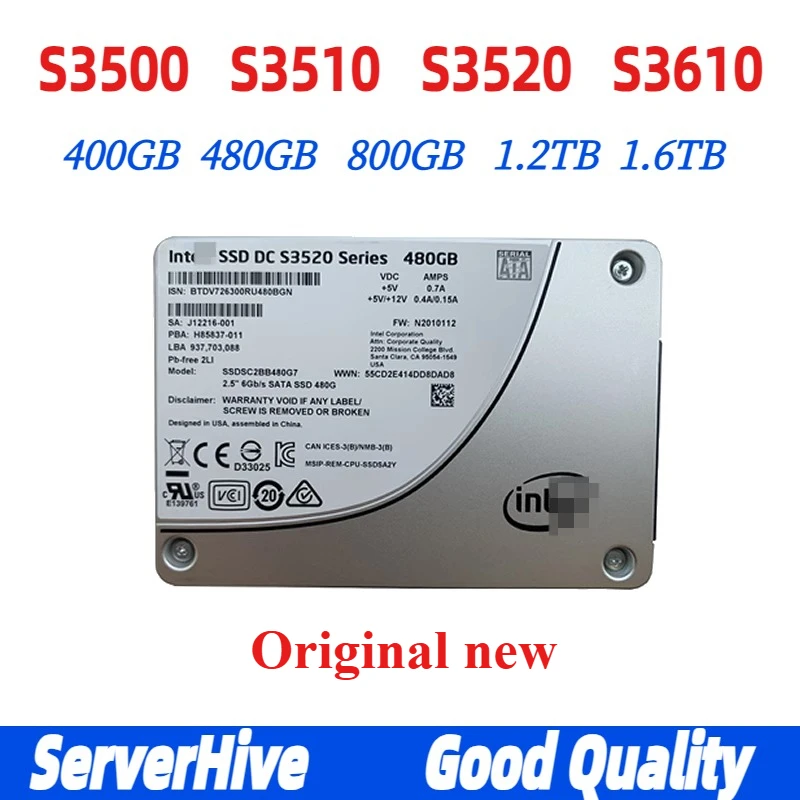 

mlc SSD DC 2.5" SATA S3510 S3610 480G 800G 1.2T 1.6T SSD for Server