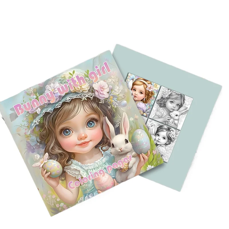 New Girls & Rabbit Themed Thick Coloring Book, Graffiti Fill-in Drawing Notebook
