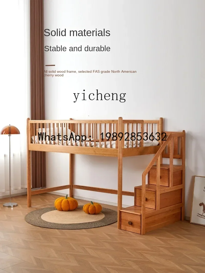 سرير أطفال من الخشب الصلب LYY مع سرير نصف ارتفاع للأولاد والبنات مع خزانة ملابس سرير متكامل لغرفة الأطفال