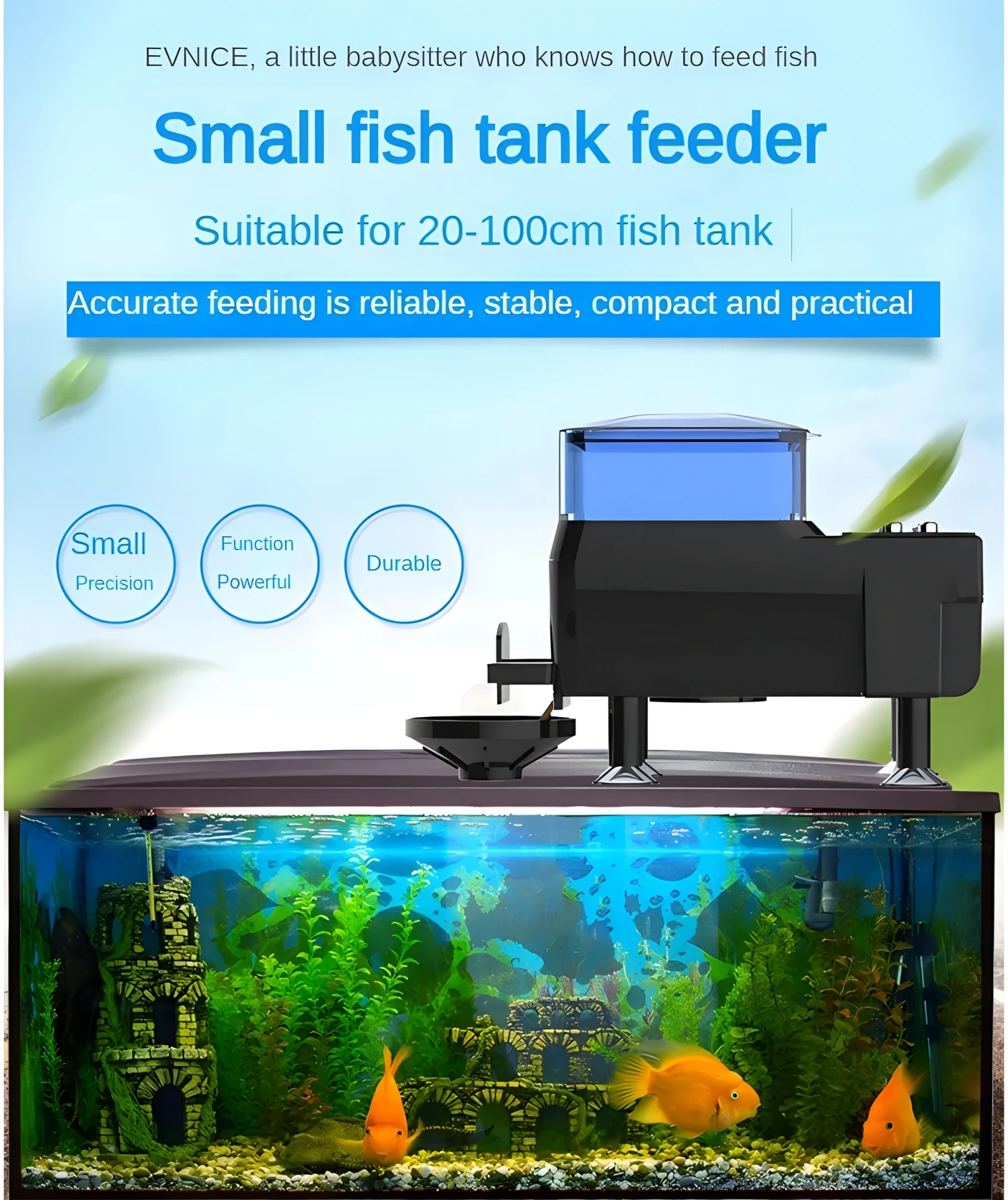 

EVNICE Auto Fish Feeder Smart WIFI Timer for Small Aquarium Remote Control Accurate Feeding