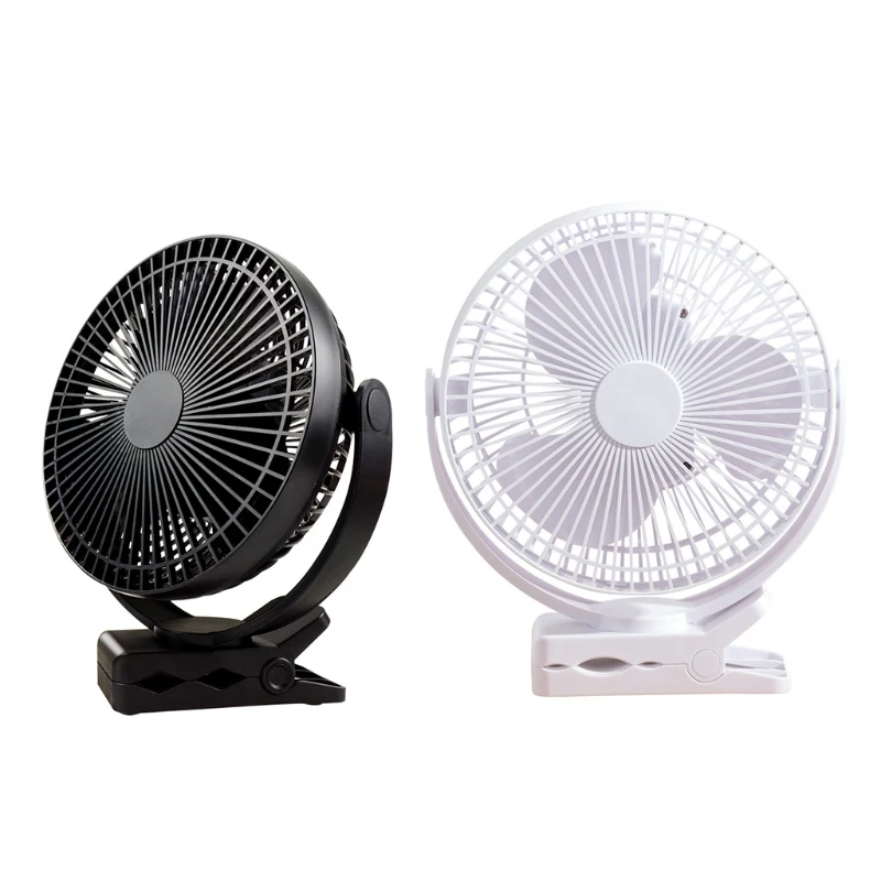 Small Desk USB Rechargeable Sturdy Clamp Fans with 4 Speeds, Personal Portable Fan for Stroller Bedroom Office