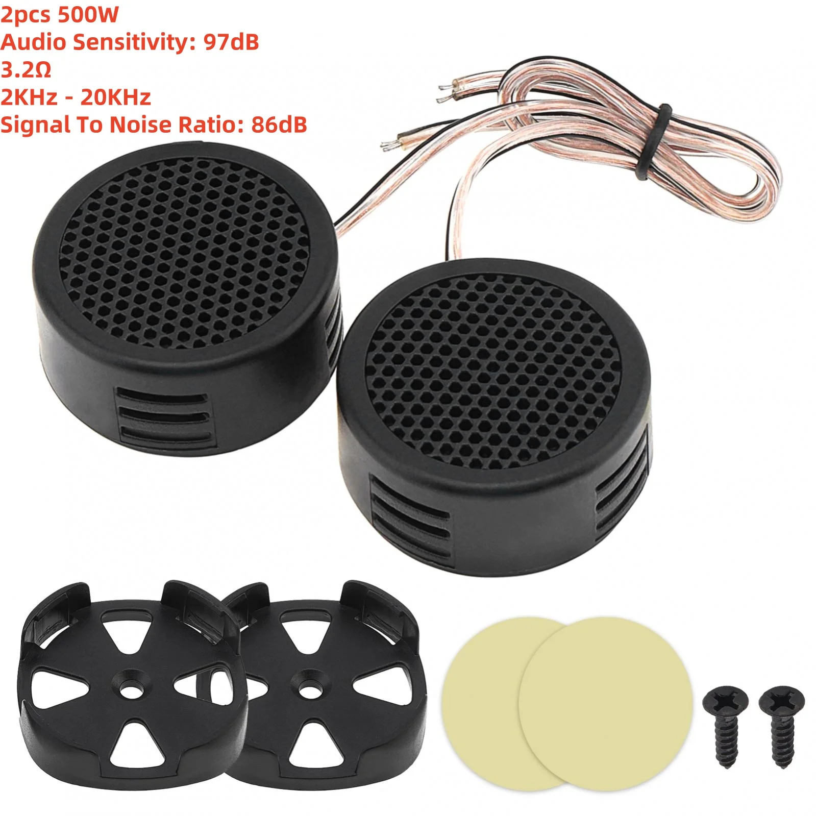 2pcs/4pcs 500W/1000W High Efficiency Mini Dome Tweeter Speakers Music Stereo for Car Audio System, Black High Frequency Tweeters