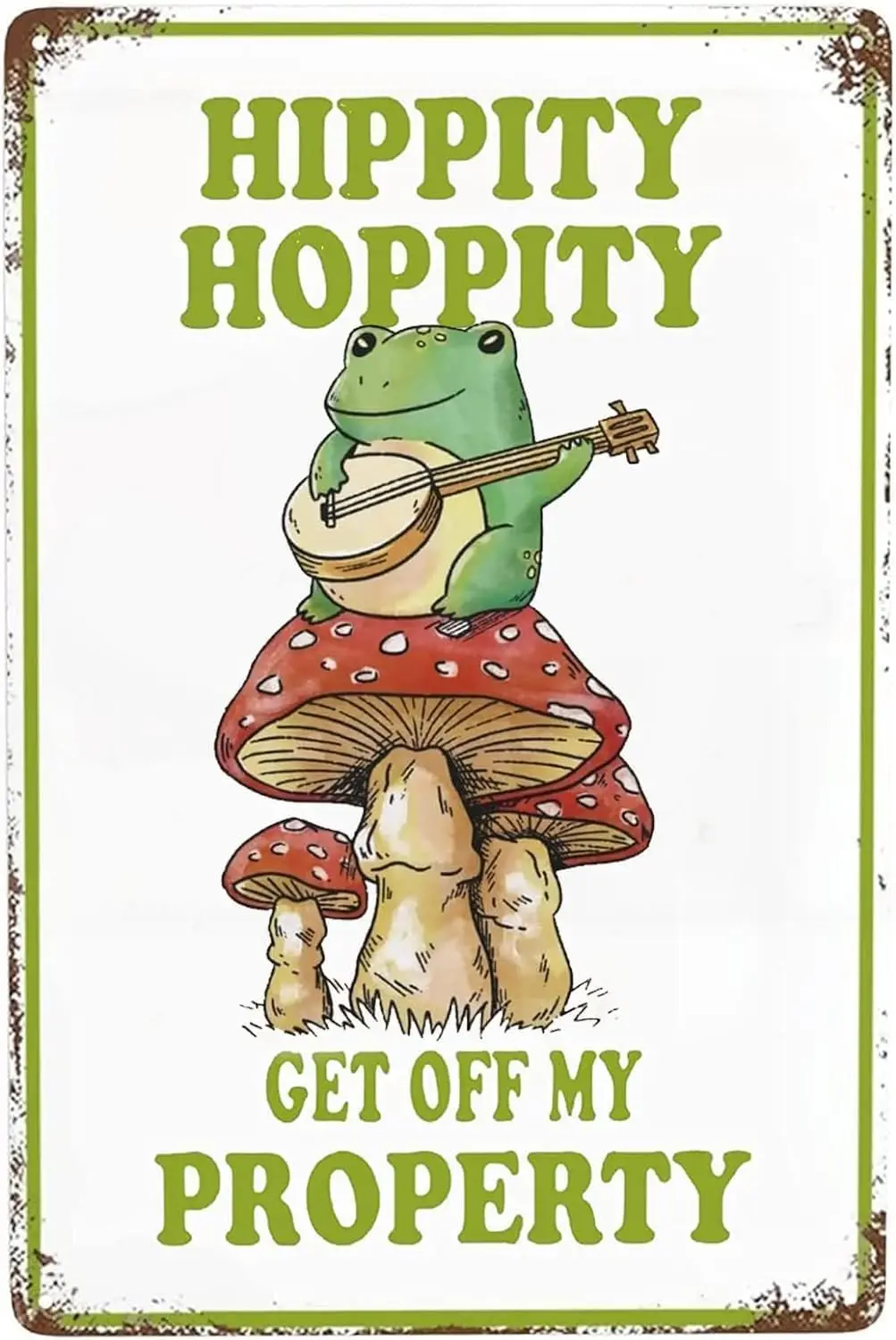 DEMNREG Metal Tin Sign Hippity Hoppity Get Off My Property Tin Sign Frog No Tresspassing Novelty Poster Wall Decor Funny for Hom