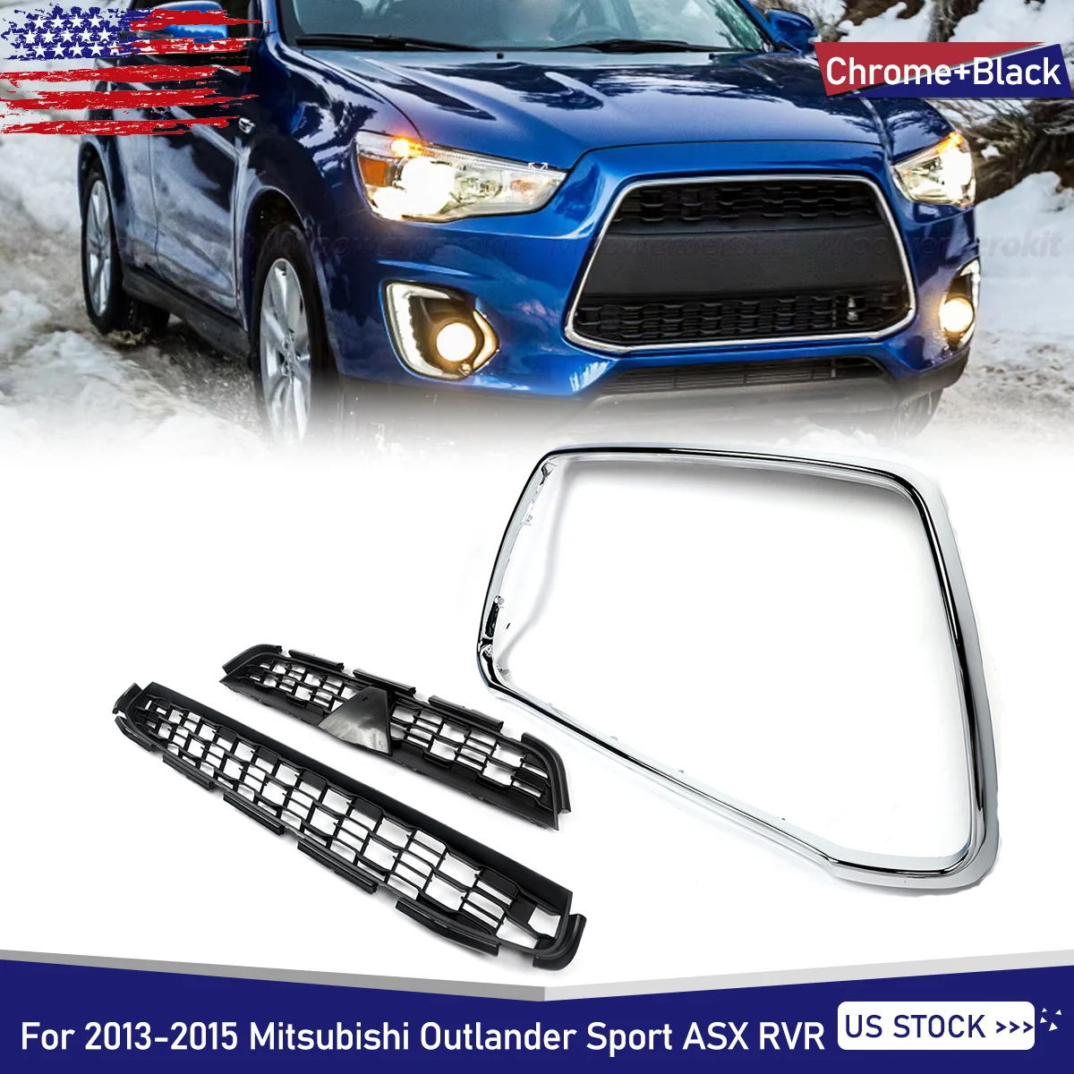 

Решетка переднего бампера для Mitsubishi Outlander Sport ASX RVR Diesel SUV 2013-2015, накладка на решетку радиатора