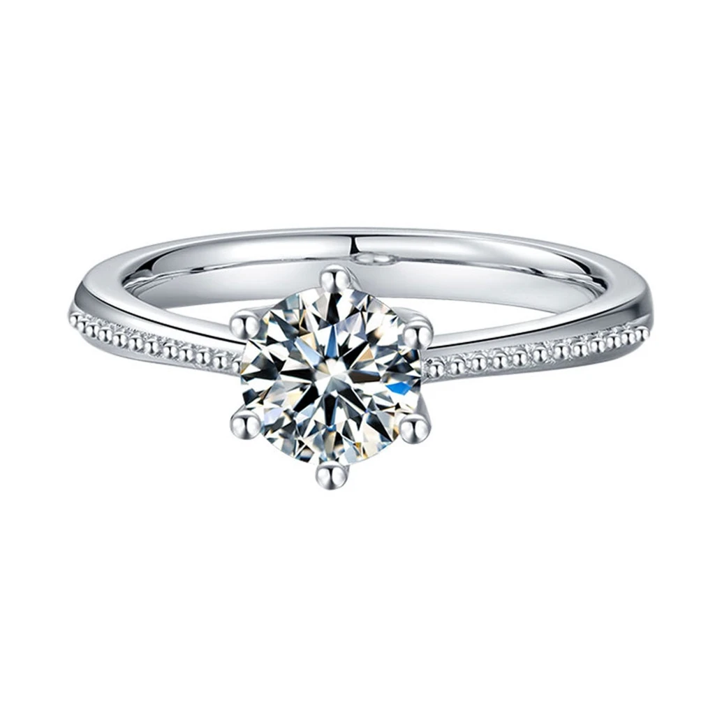MuShan Jewelry 925 Sterling Silver Ring Moissanite D Color VVS Luxury Round Bold Sophisticated Rings Diamond Accessories