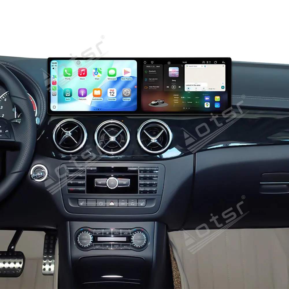 

Android 15, двойной экран, 9,1-дюймовый Carplay для Mercedes-Benz B (W246) 2011-2014, мультимедийный плеер, автомобильный GPS-навигатор, головное устройство, авто