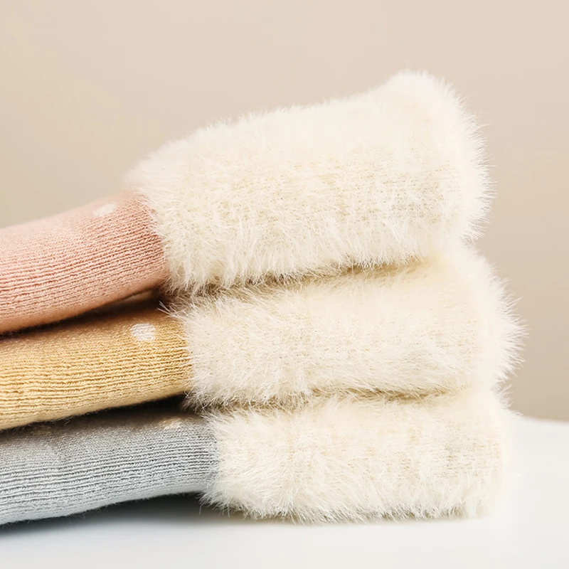Winter New Thickened Warm Velvet Baby Mid Socks Newborn Kids Cute 3D Ear Cartoon Socks Girls Infant Boys Boneless Socks 0-5Y image 4