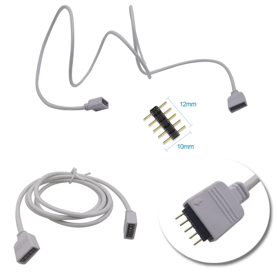 5Pin RGBW Extension Cable Connector 1M 2M 3M 4M 5M 10M LED Extension Wire for 12-24V 5050 RGBW RGBWW LED light Strip Connector