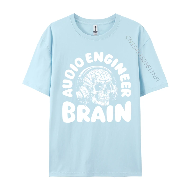 Audio Engineer Skull Sound Studio Audio Engineer Brain Camisa Normal Cotton Fabric Men Tops T Shirt Custom T-Shirt Brand T-Shirt