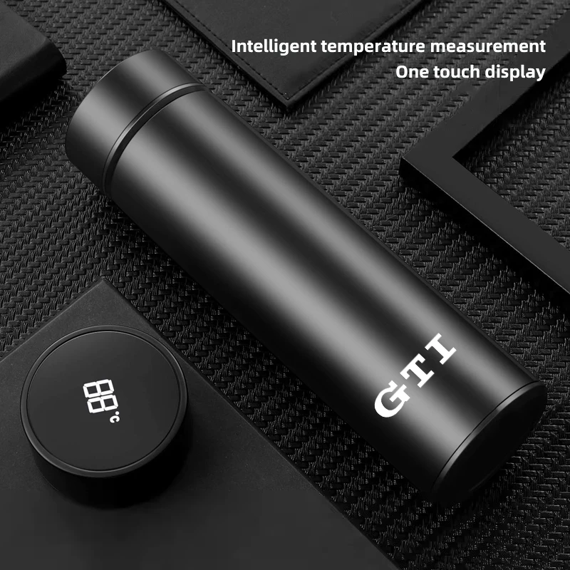 Stainless Thermos Bottle LED Intelligent Temperature Measurement For Volkswagen GTI Beetle Amarok T5 Phaeton Teramont Arteon CC