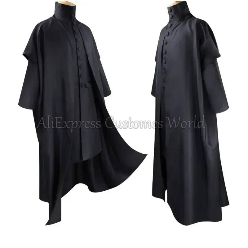 Movie Magic Wand Professor Severus Snape Cosplay Costume Anime Hogwartes School Black Cloak Robe Halloween Party Uniform Suits