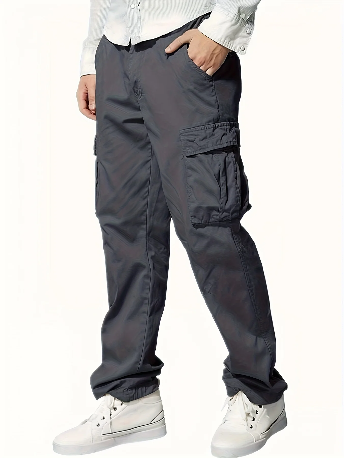 قماش منسوج جديد رائج البيع بلون سادة مخزون غير رسمي للشباب العادي ملابس عمل غير رسمية فضفاضة مستقيمة برباط متعدد