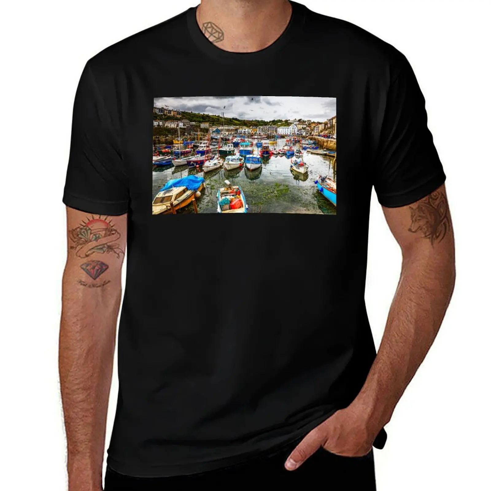

Mevagissey Harbour Boats, Cornwall, England T-Shirt T-shirts oversize clothes tee shirts for men