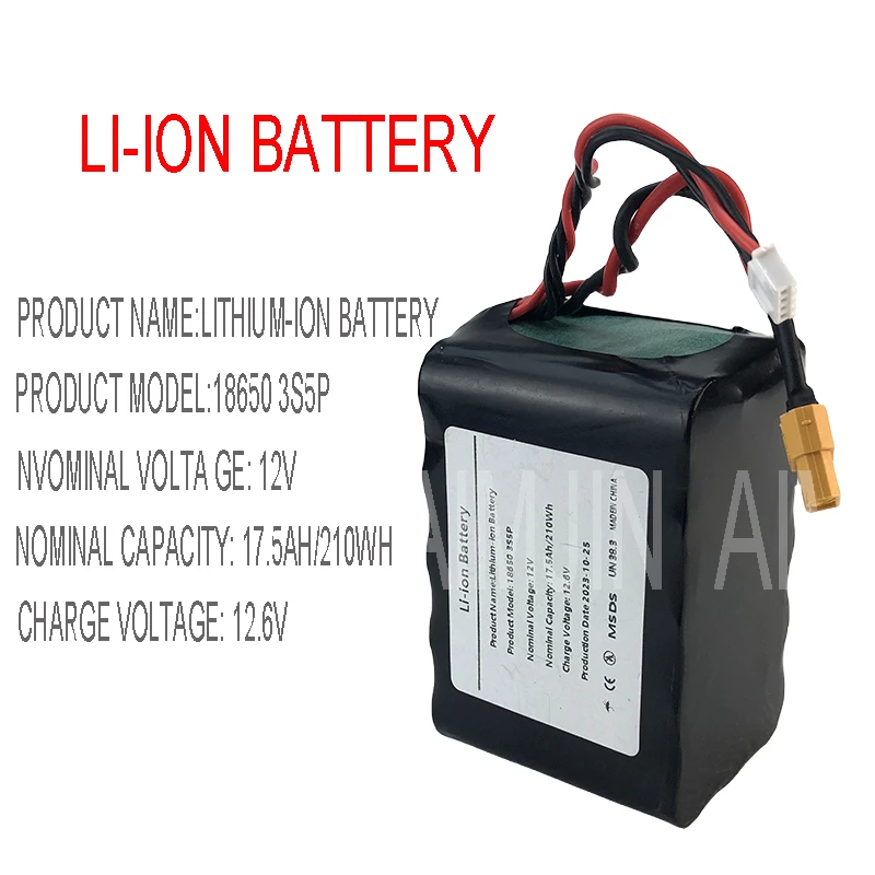 

UAV Rechargeable 2026 NEW 3S5P 12V 17.5Ah Li-ion Battery 12.6V High Capacity for Various RC Airplane Quadrotor XH2.54-4P XT60