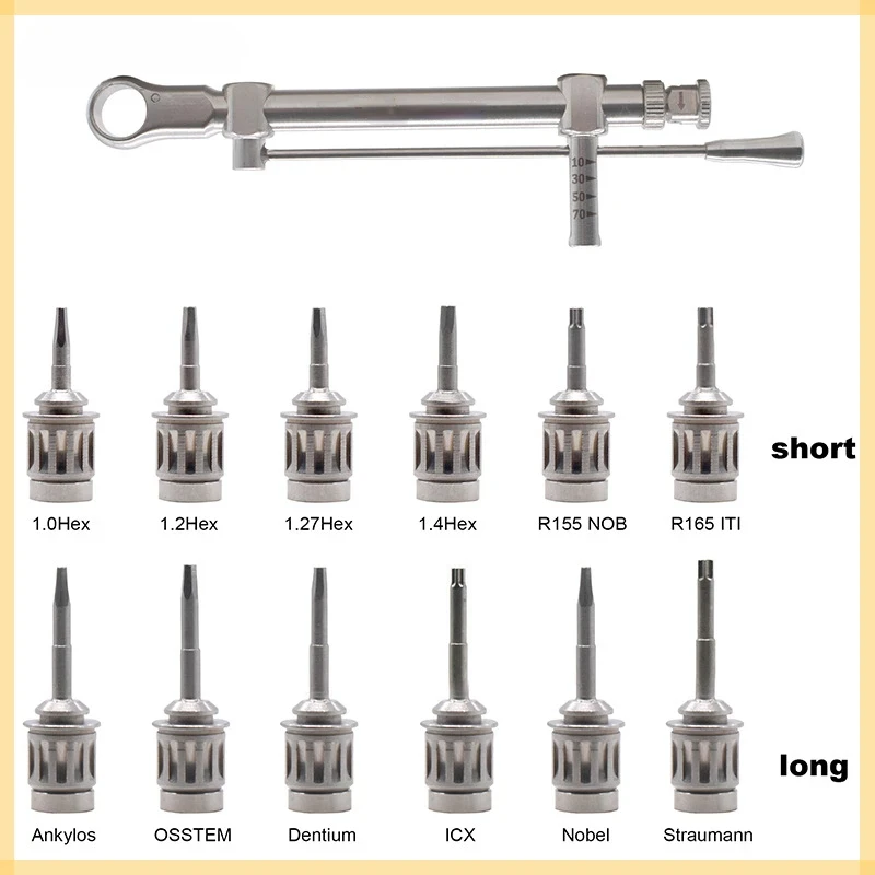 

Dental Implant Torque Wrench Screwdrivers Prosthetic Kit 10-70NCM Ratchet Drivers Dentistry Implant Repair Universal Tools