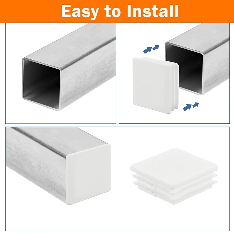 Rectangle/Square White Plastic Blanking End Cap 13x13mm to 100x200mm Anti-slip Table Chair Foot Cover Pipe Tube Inserts Plugs