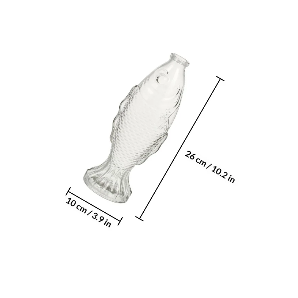 Fish Shaped Glass Vase with Wood Stopper Wishing Bottle for Perfume Essential Oil Storage Decorative Drift Message Jar Home