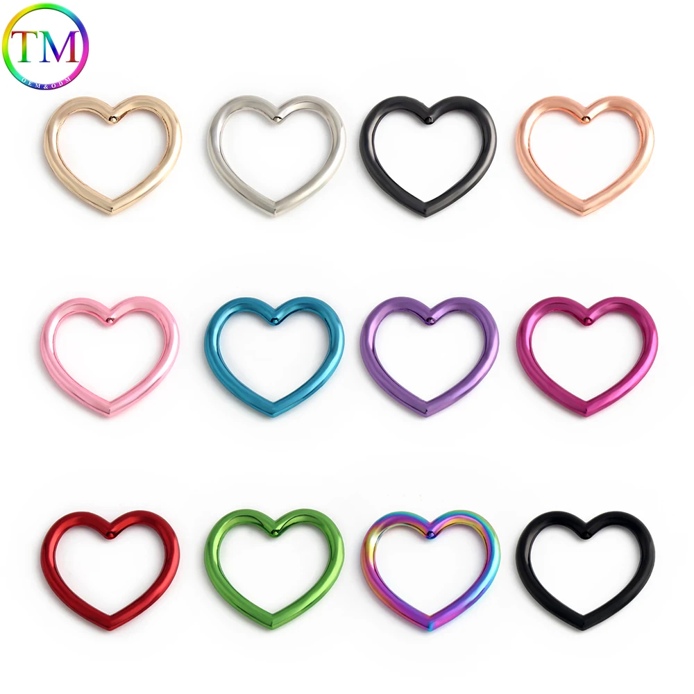 

10/30/50PCS Colorful Heart Buckle Love Ring For Bag Belt Gothic Choker Necklaces Rock Cool Collar Unisex Thick Round Accessories
