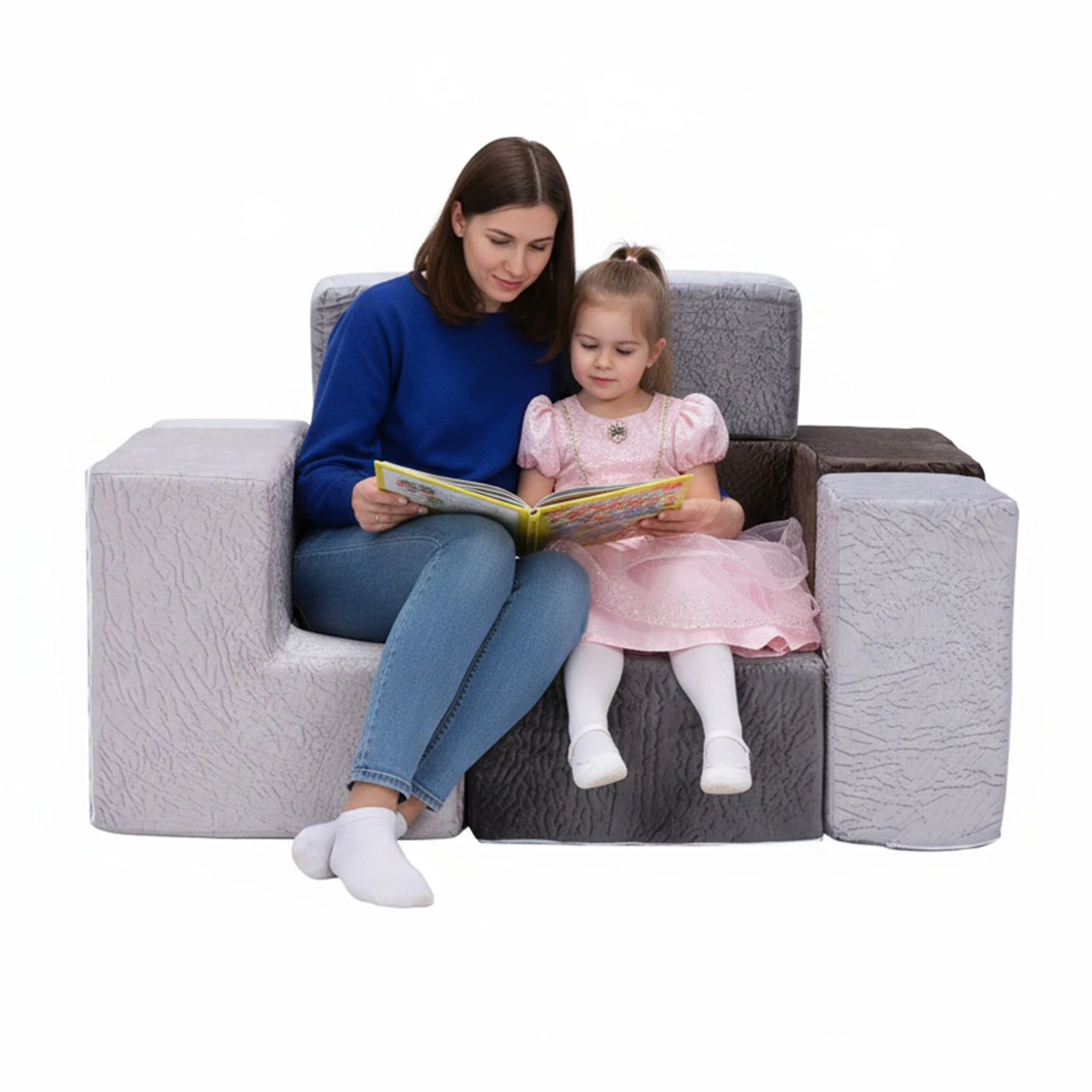 

7Pcs Stackable Furniture Chair Washable Elastic Sponge Toddler Cushions Wear Resist for Kids Bedroom Playroom Furnitures