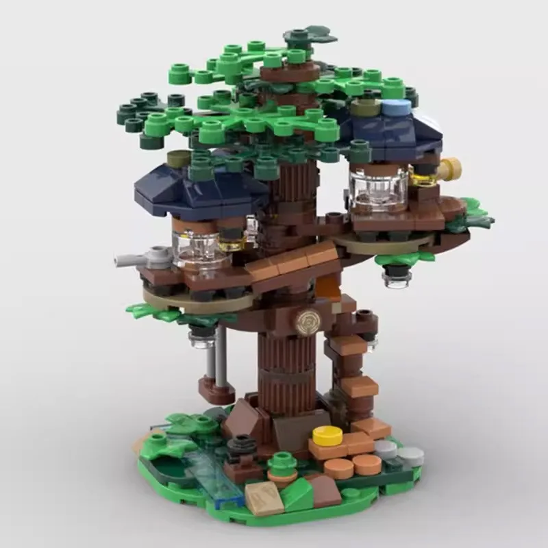 Blocs de construction créatifs pour maison d'arbre d'hiver, vue sur la rue de la ville, modèle d'architecture, Micro à assembler, jouet en brique, cadeau pour enfant fille et adulte, 2024