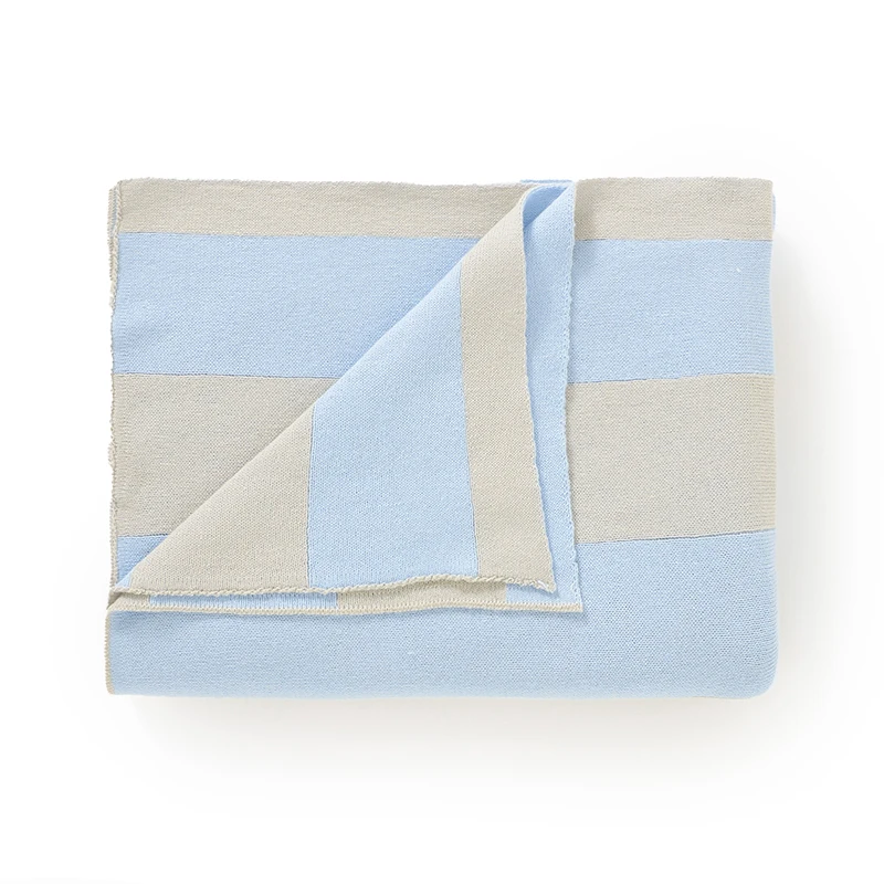Baby Blankets Cotton Knit Newborn Unisex Stripes Bedding Sleeping Quilts Infants Boy Girl Stroller Swaddle Wrap Plaid Super Soft