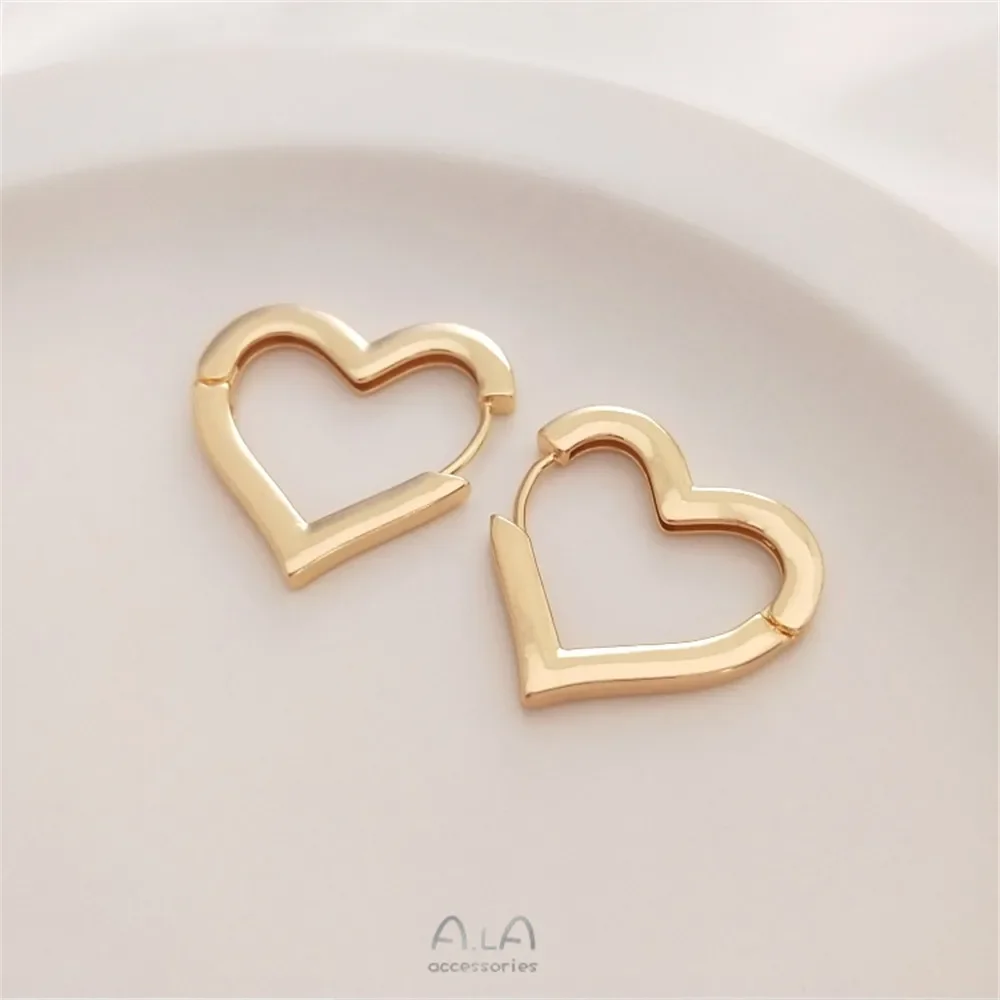 

Heart-shaped earclasp 14K gold peach beloved heart-shaped earring French earhook net red fashion diy earring