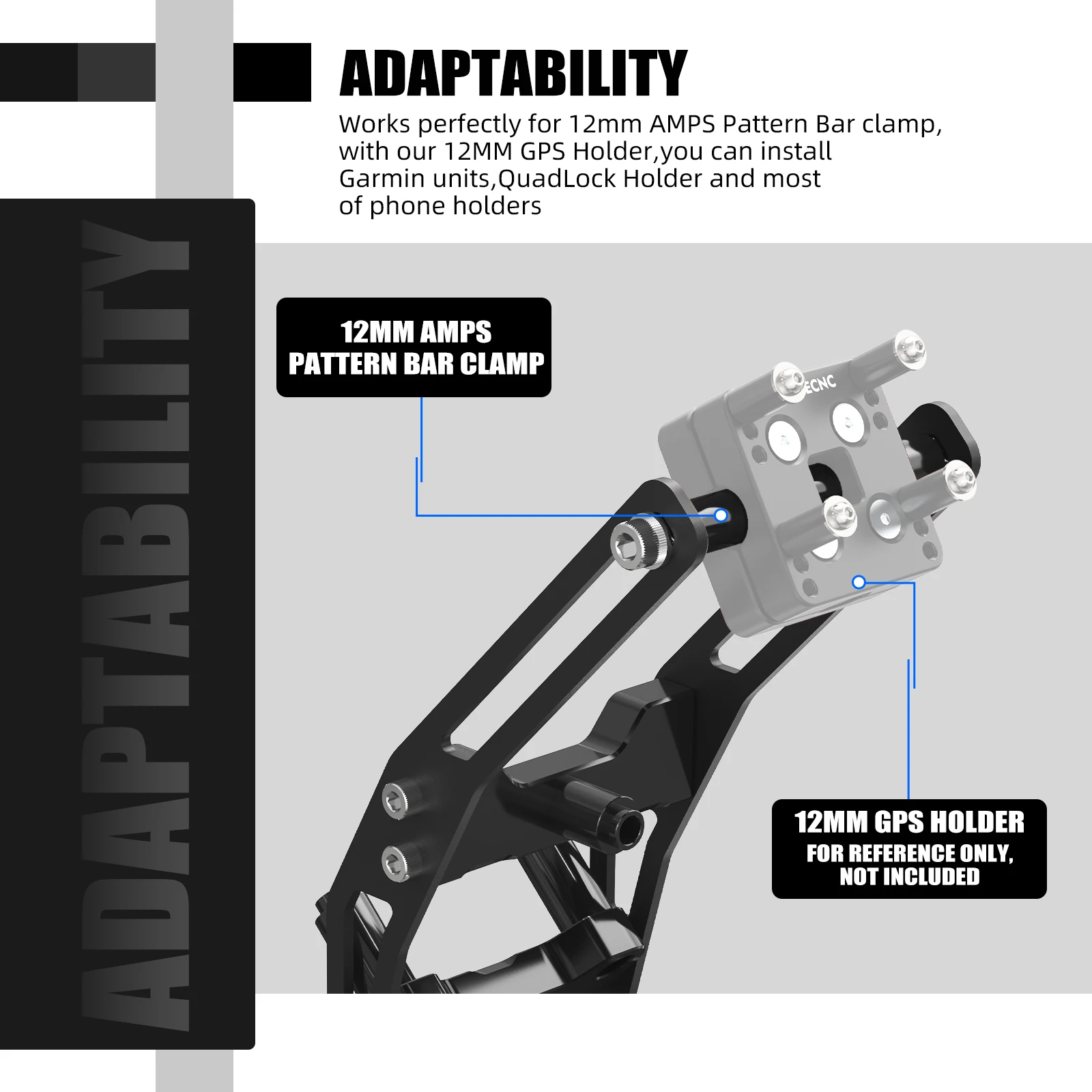 For Ducati DesertX Desert X 2022-2023 2024 2025 12MM Bar Motorcycle Navigation GPS Mount Bracket 12MM GPS Holder Bar Clamp
