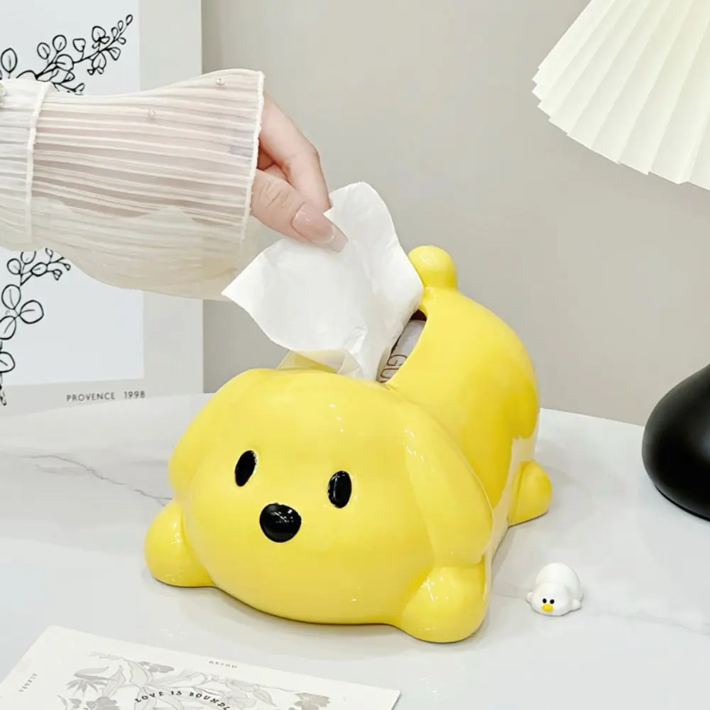 

Desktop Decoration Ceramic Dog Tissue Box Cartoon Cute Animal Shape Napkin Holder Creative Exquisite Toilet Paper Box Restaurant