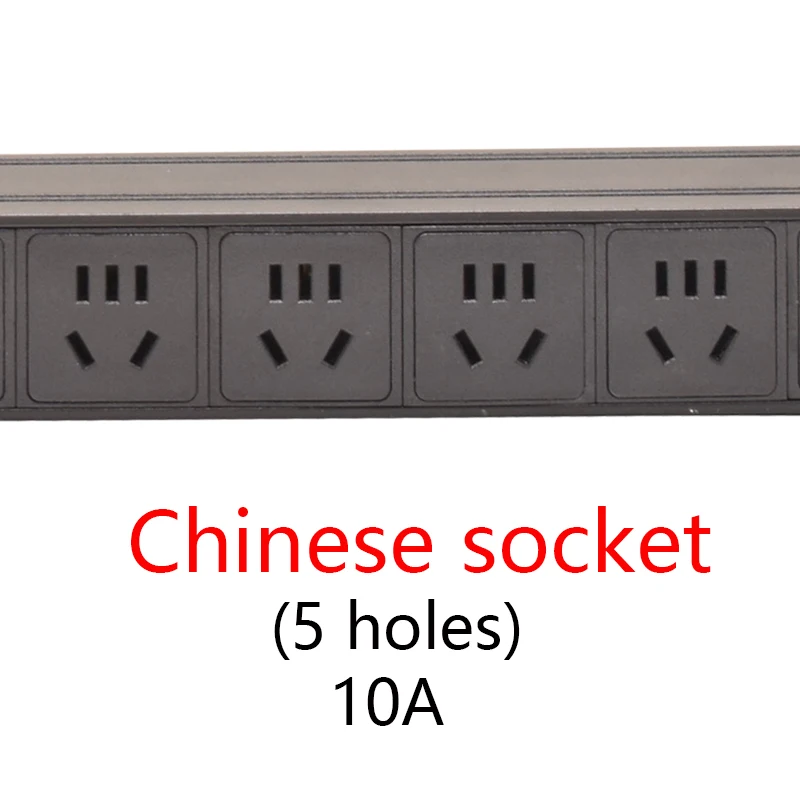 Cabinet Mount PDU Power Strip with Digital V/A/W/℃ Electricity meter 2-7 Ways China Socket 5 hole Distribution Unit 2meter Cord