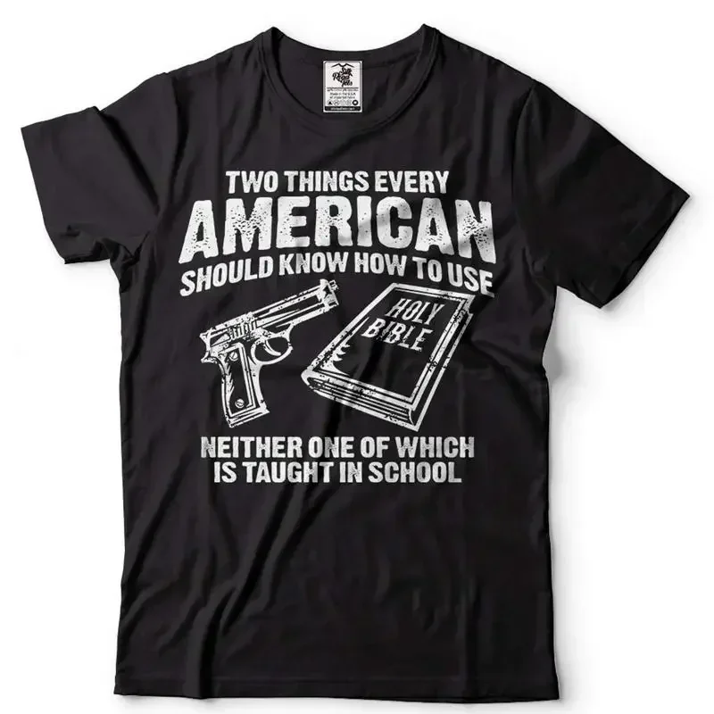 Guns And Holy Bible Shirt American Patriotic Tee 2nd Amendment Pro Gun Gift Tees