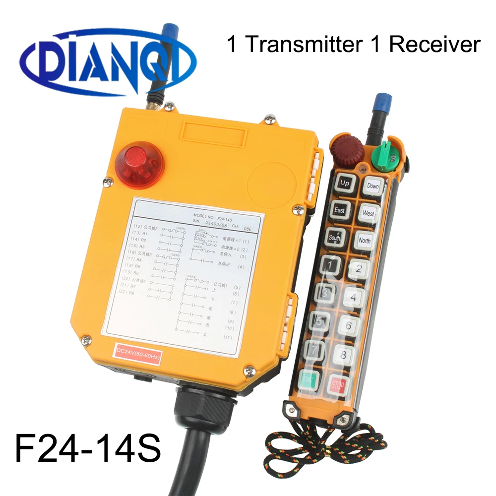 F24-14S Single speed crane driving crane industrial wireless remote control industrial 24V 36V 48V 220V 380V With emergency stop