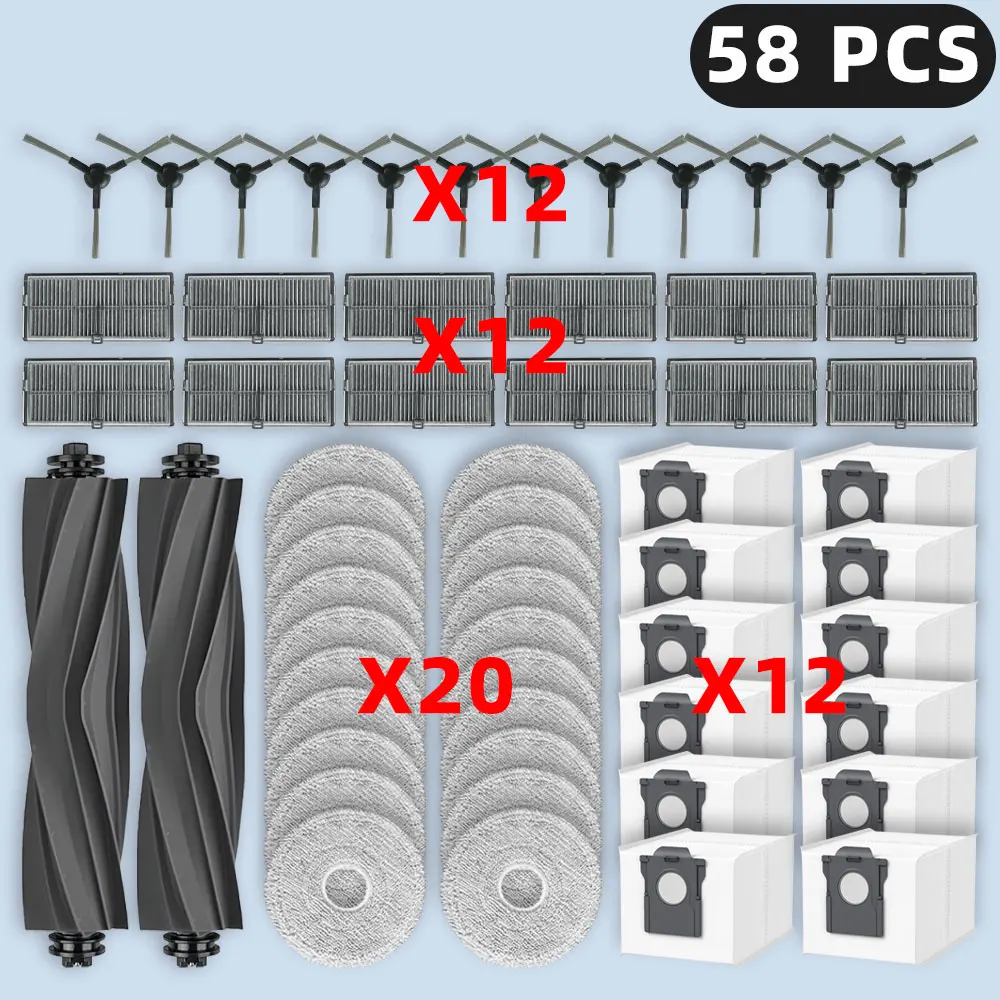 Kompatibel für Dreame Mova E30 Ultra / L10s Ultra Gen 2 / L10s Pro Ultra Heat / X30 Ultra / X30 Pro / L30s Ultra / Trouver E30 Ultra ersatzteile zubehör hauptseite bürste hepa filter mop tuch