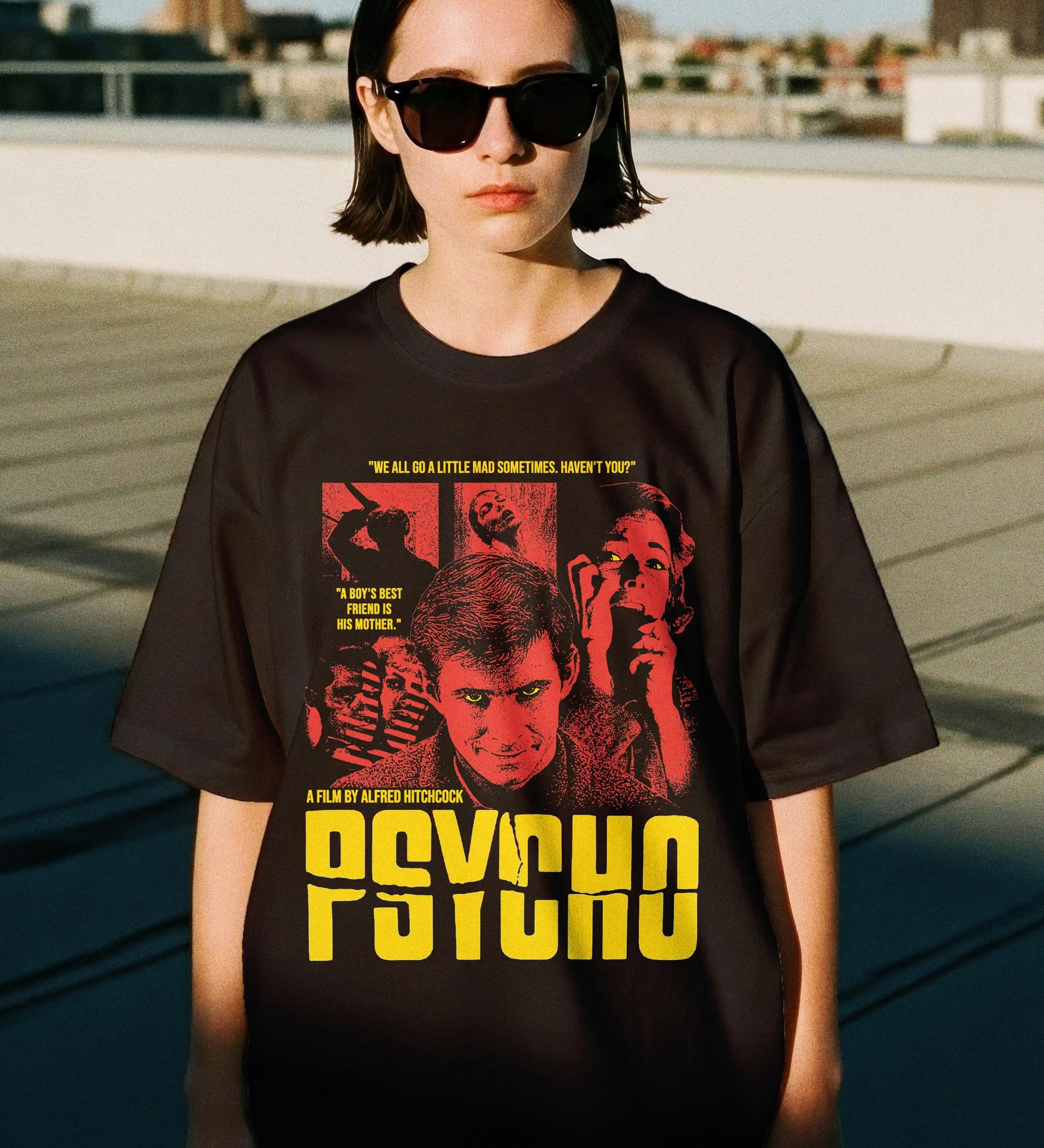 Psycho Movie T-Shirt, Alfred Hitchcock Classic Film Graphic Tee