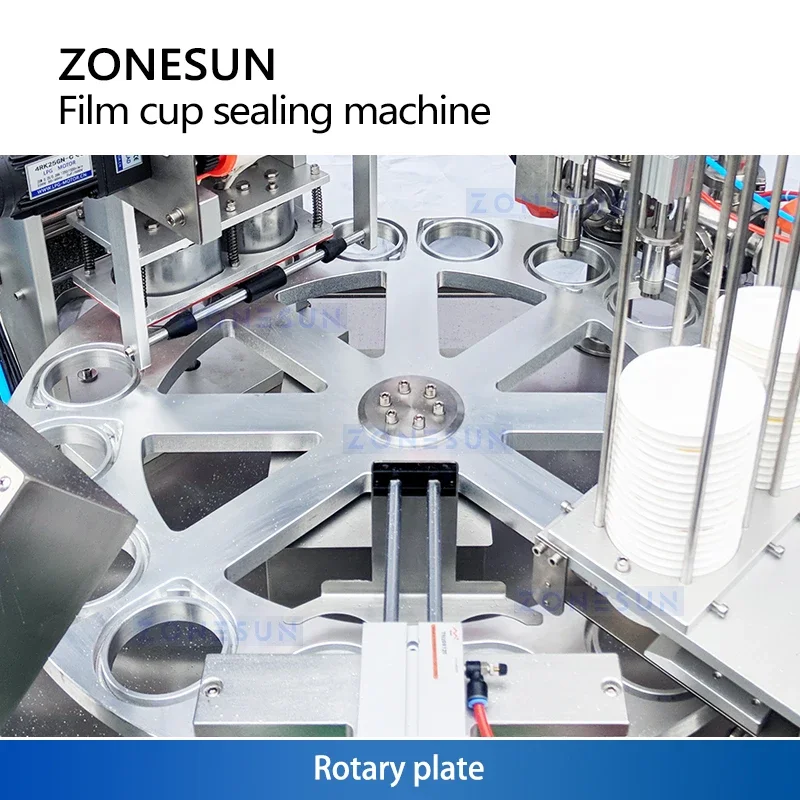 Zonesun Automatische Becherfüll- und Verschließmaschine, rotierende Becherfüllmaschine, Joghurtbecher-Versiegelungsmaschine ZS-AFS1800