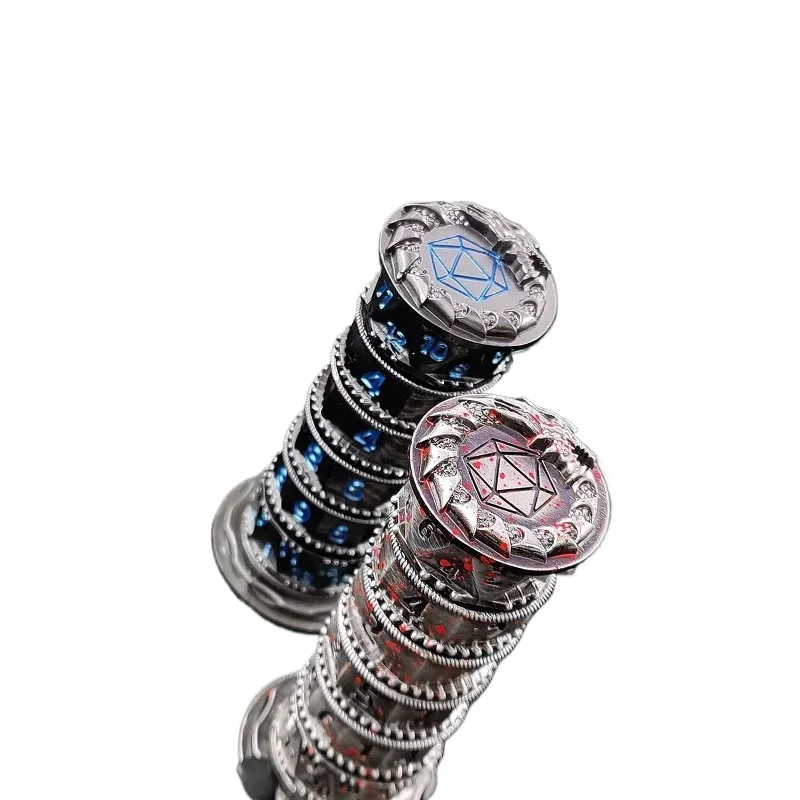 

Embossed Dragon Tower Spins Down Metal DND Dice for RPG Gamers