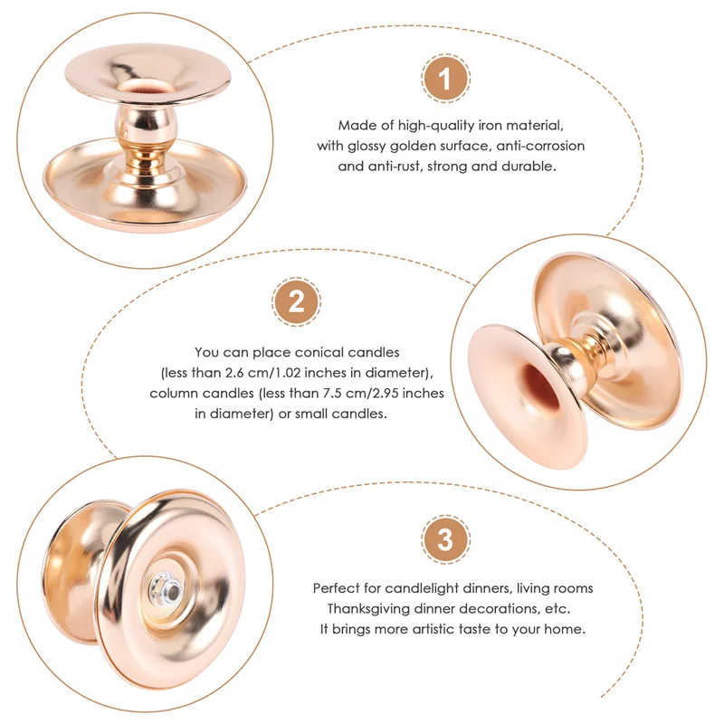 M07K-2Pcs أصحاب الشموع المعدنية لعيد الميلاد حاملي شموع لطاولات الطعام وحقائب الزفاف والمواقد ديكور المنزل