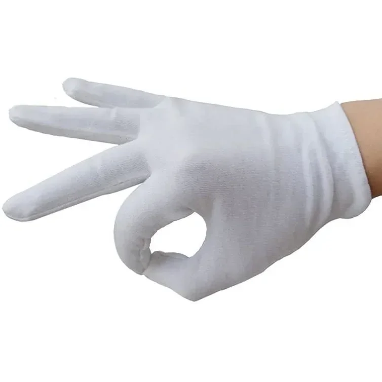 White Cotton Work Gloves for Dry Hands Handling Film SPA Gloves Ceremonial High Stretch Gloves Household Cleaning Tools