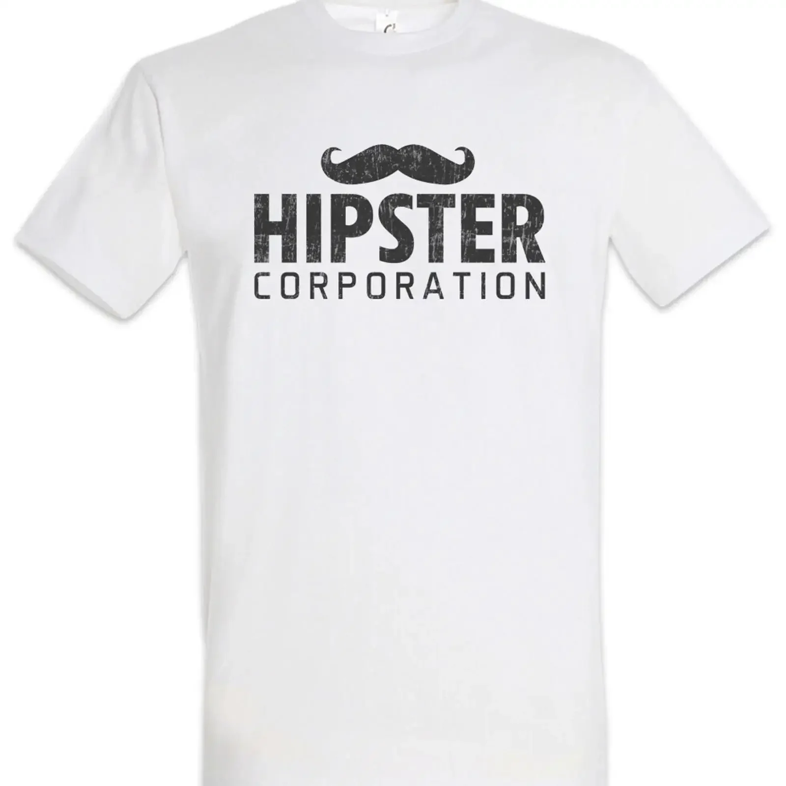Hipster Corporation T Shirt Hip Mustache Mainstream Scene Beard Indie Punk vintage Washed Soft streetwear Versatile Slightly