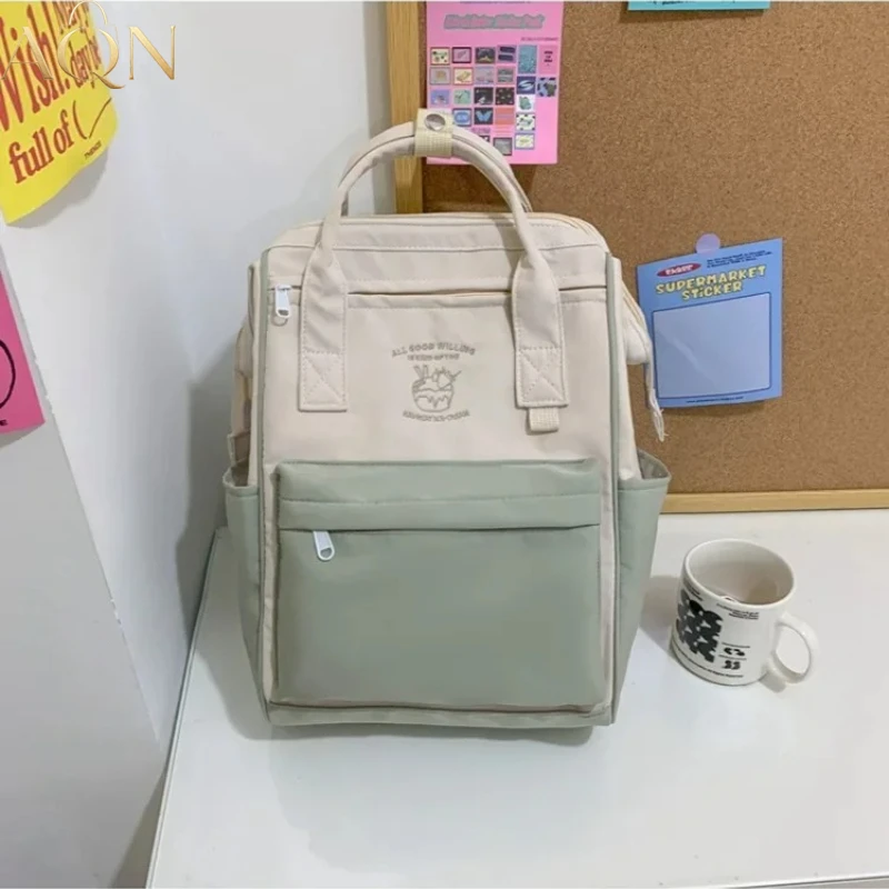 Tas Ransel Anti Air AQN, Tas Sekolah Lucu, Paduan Warna Sederhana, Kapasitas Besar, untuk Liburan, Olahraga, dan Perjalanan, Penyimpanan untuk Siswa