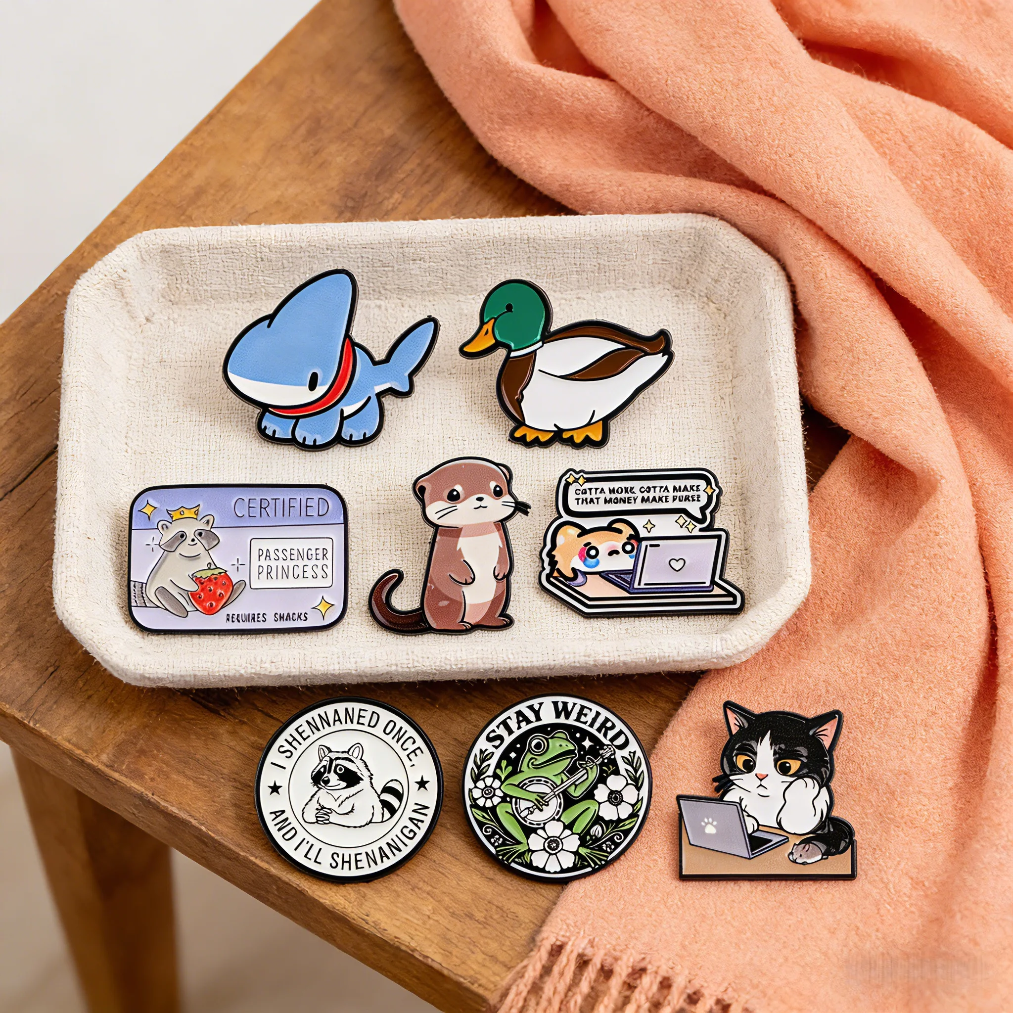 Cute Sea Otter Duck Enamel Pin Shark Animal Quotes Brooch Lapel Pin Badge on Backpack Clothing Accessories Fashion Jewelry Gifts
