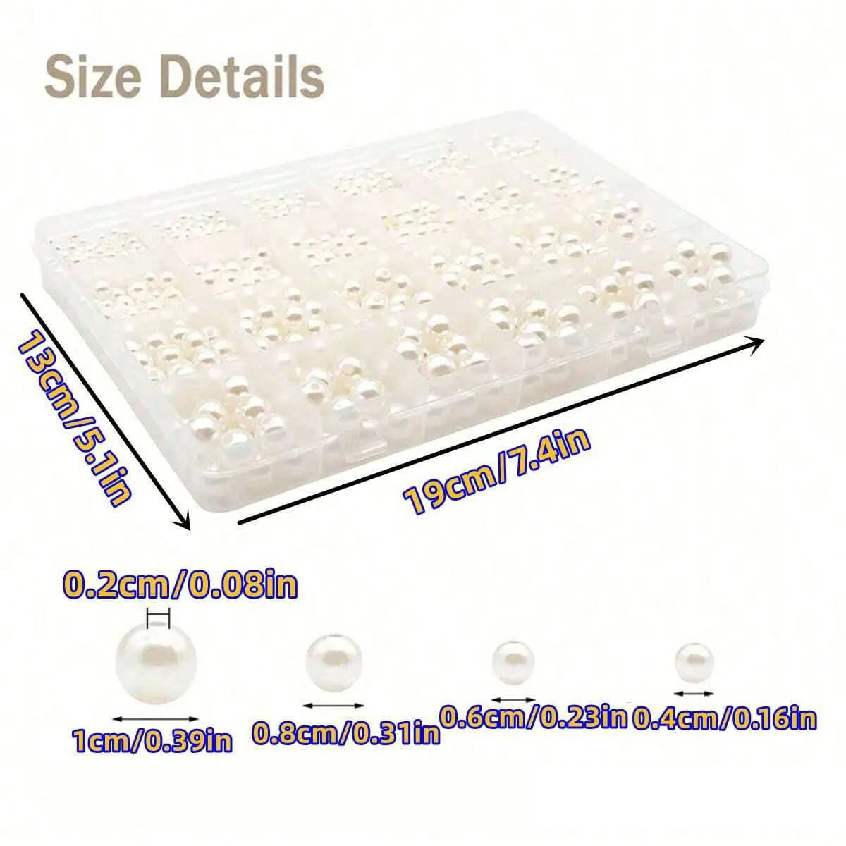 1955pcs/24 grid box Black and White Acrylic Polished Loose Beads4 / 6 / 8 / 10 mm Set Elegant For DIY Making