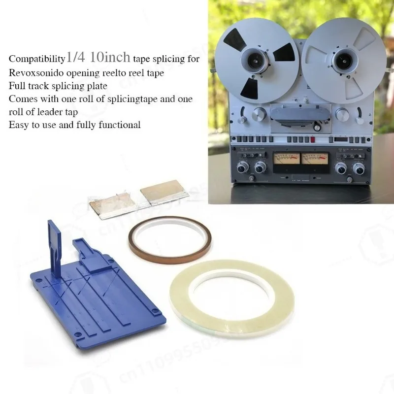 New 1/4 Inch 10 Inch Open Reel Tape Splicing Kit Blue Splicing Block Connection Rail Audio Tape Splice Tool Vintage