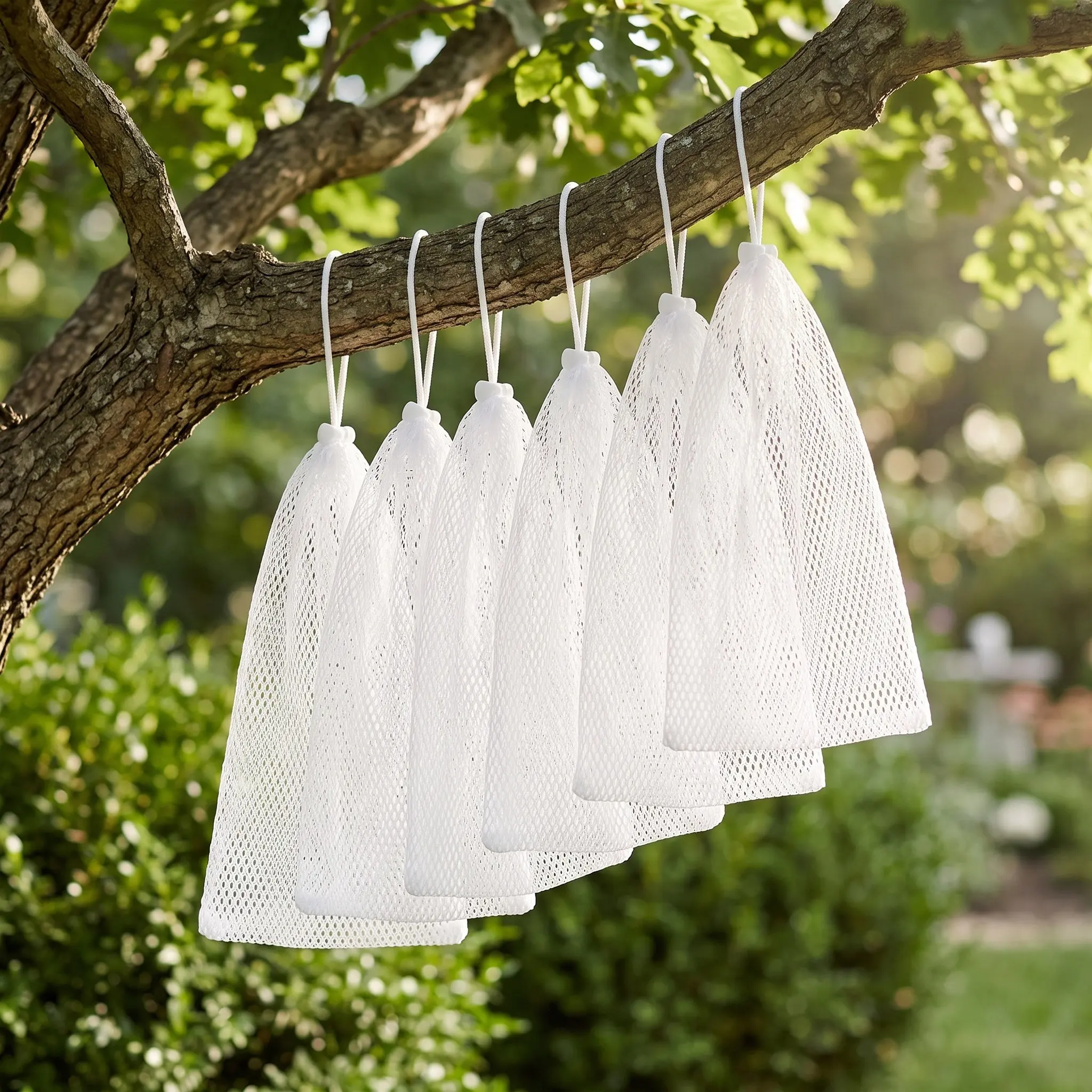 5Pcs Birds Feeder Bags Polyester Mesh Drawstring Hanging Feeders for Goldfinch Wild Birds Food Supply Feeding Mesh Bag