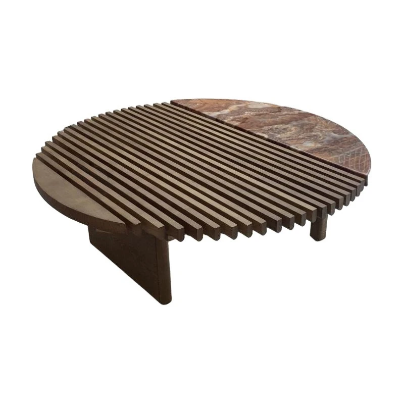 Italian minimalist designer modern minimalist round coffee table marble solid wood silent wind art courtyard coffee table