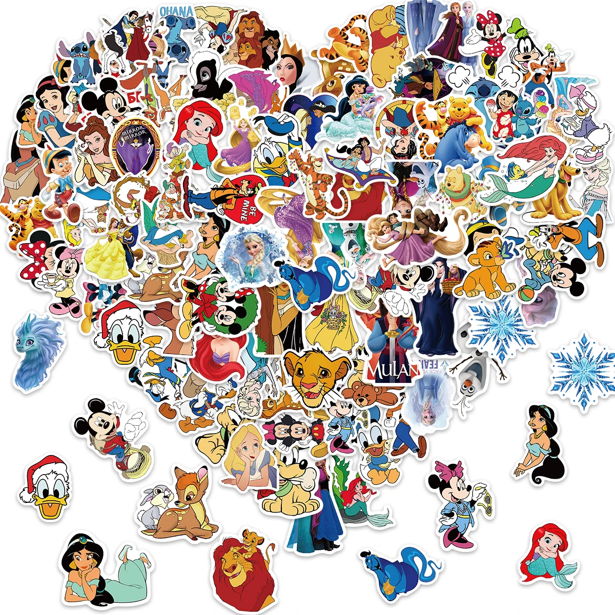 50/100pcs Cute Disney Cartoon Mixed Stickers Anna Mickey Graffiti Laptop Skateboard Phone Sticker Toys for Kids Anime Decals