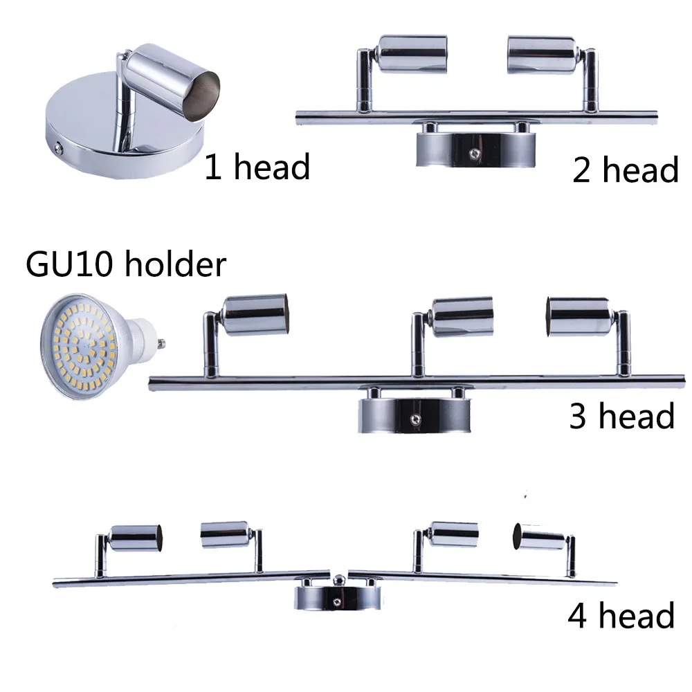 Led Ceiling Light with 1/2/3/4 Head GU10 for Exhibition Hall Dinner Room Kitchen Backgrounp Picture Decor Lighting