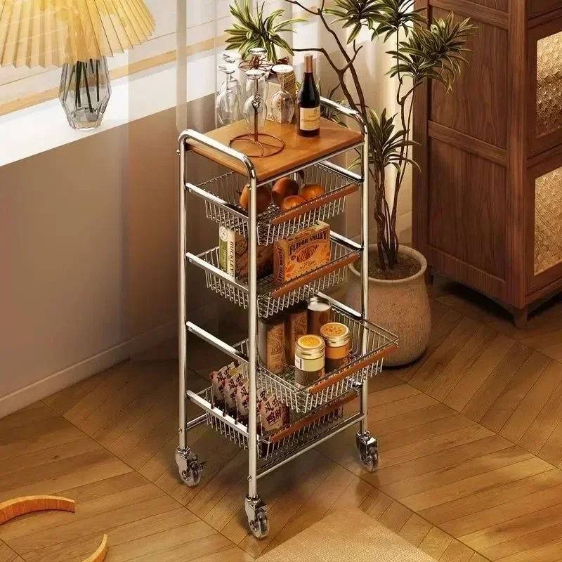 Household Goods Ground Storage Snack Mobile Rack, Home Living Room Small Cart Storage Rack, Multi-layer Storage Rack