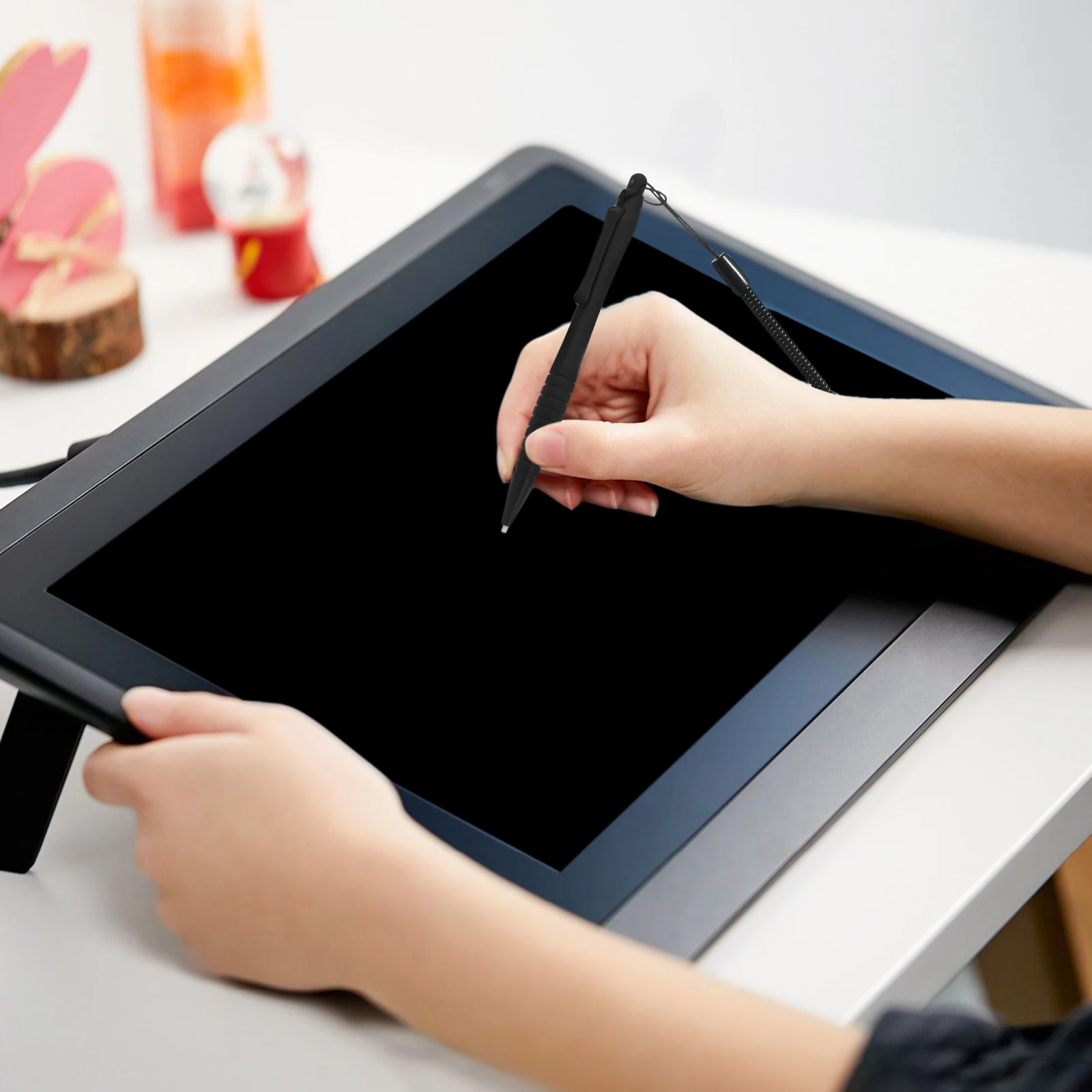 

2Pcs Resistive Stylus Pen Anti-Lost Spring Rope Touchscreen Pen for Resistive Screens Precise Writing Painting Navigation