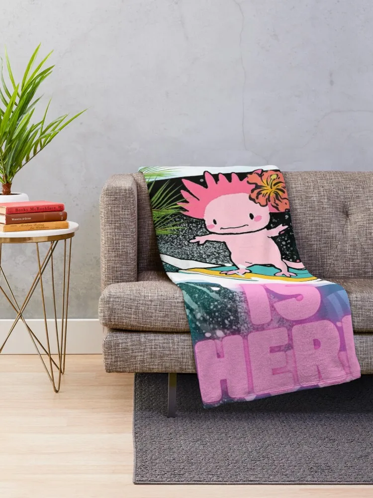 Axolotl: The Future of Surfing Throw Blanket Luxury Summer Beddings Flannels Soft Plaid Blankets