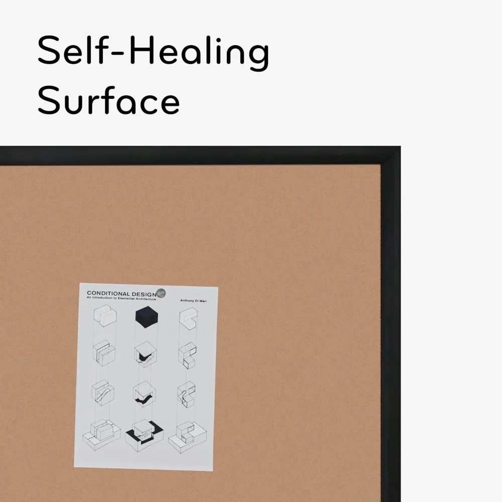 لوحة إعلانات من الفلين والألومنيوم باللون الأسود مقاس 36 × 24 بوصة، سطح تثبيت ممتاز للمكتب والمنزل والفصول الدراسية #4